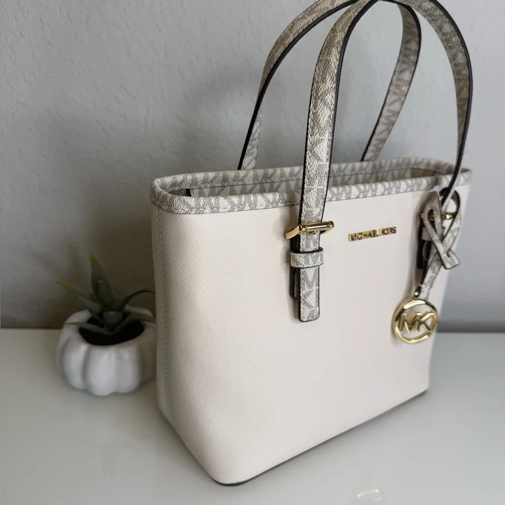 3 Pcs Michael Kors Jet Set Travel XS Carryall Tote matching Coinpouch & Dust Bag - Picture 6 of 15
